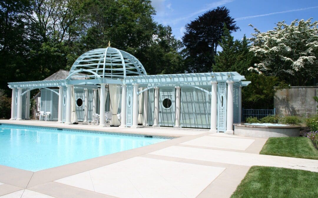 Large Columned Pergola with Dome and Privacy Lattice No. CP10