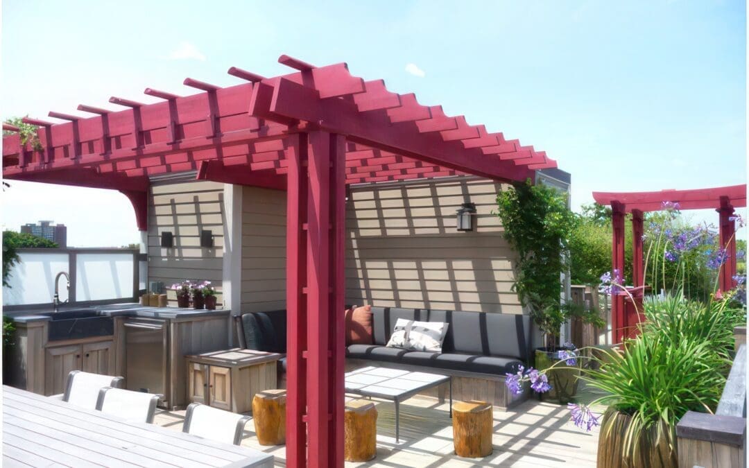 Contemporary Rooftop Pergola with Outdoor Kitchen No. RP6